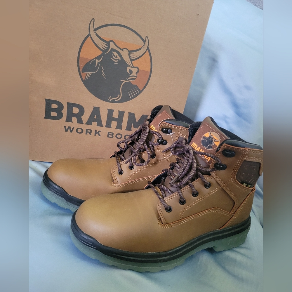 Brahma Brown Work Boots Steel Toe Size 7.5 9 Utility Street Gorpcore Hiking Camp